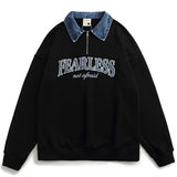 Men Fleece Lined Hoodie Multicolor Hoodie Men's Ins Loose Letter Embroidery Polo Top