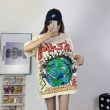 HS T Shirt Earth Print Casual Loose