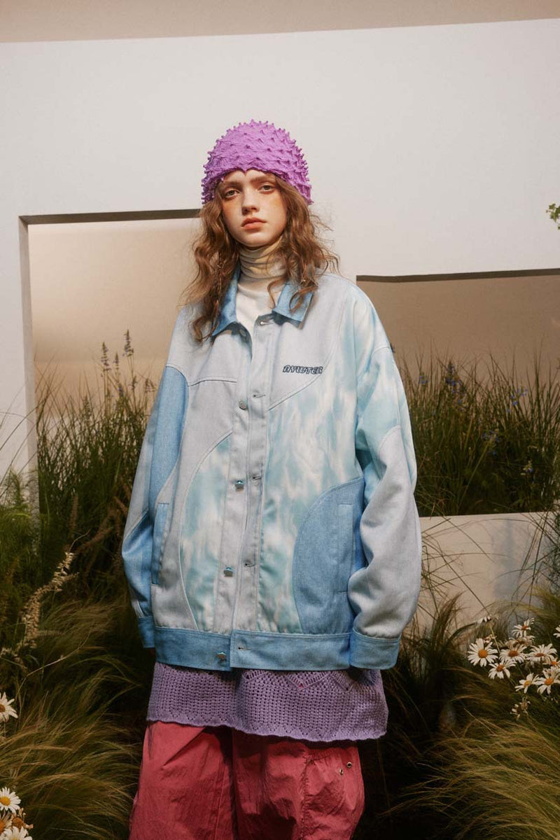 Unisex Jacket Autumn Texture Splicing Coat Women's Clothing