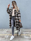 Plaid Trench Coat Fashionable Lengthened Plaid Shirt Women's Coat