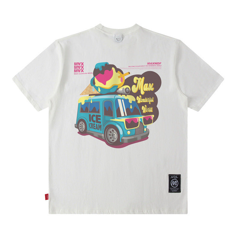 Men T Shirt Short Sleeve T-shirt Male and Female Trendy Brand Printed Loose Hip Hop