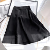 Women Skirt Spring High Waist Pure Color Mid-Length Skirt