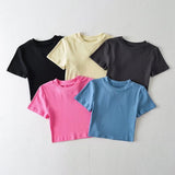 Women T-Shirt round Neck Elegant Ultra Short Short Sleeve T-shirt