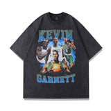 Men T Shirt Vintage Vintage Portrait Printing Washed and Worn Short Sleeve T-shirt Men