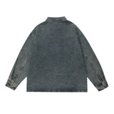 Men Denim Jacket Men's Loose Solid Color Washed Autumn Long Sleeve