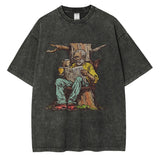 Heavy Cotton Washed T Shirt Senior Man Reading Newspaper