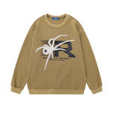 Men Hoodie Spider Printed Crew Neck Sweatshirt Men