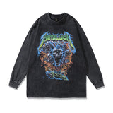 Men Long Sleeve Shirt Printed Washed and Worn Long Sleeve T-shirt Men and Women Couple Sweater
