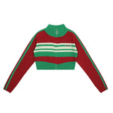 Women Sweater Short Knitted Cardigan Color Matching Long Sleeve Sweater Coat