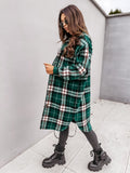 Plaid Trench Coat Spring and Autumn Long Sleeve Plaid Printed Shirt