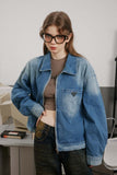 Unisex Jacket Autumn Floral Offset Denim Coat Women's Clothing