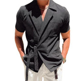 Men Suits Vests Summer Men's Short Sleeve Shirt Coat