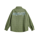 Unisex Jacket Autumn Leisure Plaid Letters Shirt