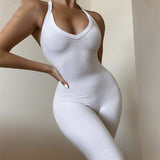 Women Jumpsuit Solid Color Casual Sling Jumpsuit