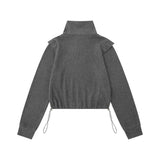 Women Hoodie Waffle Stand Collar Half Sweater Women's Autumn Loose Top