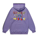 Men Hoodie Outline Inkjet Graffiti Letters Printed Hoodie