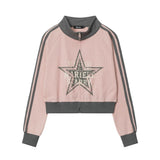 Women Hoodie Short Sweater Women's Autumn Leisure Stand Collar Cardigan