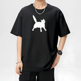 scratch cat pixel print  cotton short sleeve