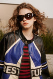 Unisex Jacket Autumn Vintage Contrast Color Leather Women's Clothing