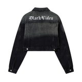 Men Denim Jacket XINGX Embroidered Denim Jacket Male and Female Couples Wear Washed Distressed Jacket