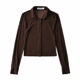 Women T-Shirt Long Sleeve Shirt Women Solid Color Cardigan Top