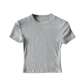 Women T-Shirt Spring Slim-Fit Short-Sleeved round Neck T-shirt