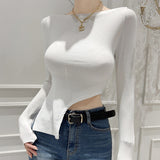 Women Long Sleeve Shirt Autumn Short Top Long Sleeve T-shirt Bottoming Shirt