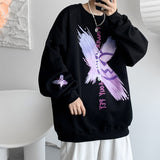Men Hoodie Sweater Men Hong Kong Style Trendy Brand Loose Graffiti Crew Neck Coat