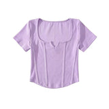 Women T-Shirt T-shirt Women's Summer Short Sleeve Skinny V-neck Top