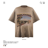 American vintage street T-shirt retro men's loose casual half sleeve