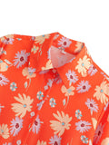 Women T-Shirt Summer Women's Orange Long Sleeve Printed Shirt