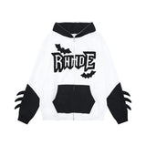 Men Hoodie Masked Bat Hooded Cardigan Sweater Letter Towel Embroidery Coat