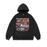 Men Hoodie Printed Sweater Men's Loose Washed-out Distressed Long Sleeve