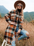 Plaid Trench Coat Autumn and Winter Loose Woolen Plaid Coat