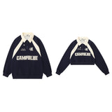 Women Hoodie Color Matching Short Long-Sleeved Sweater Girls' Autumn Top