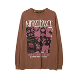 Men Long Sleeve Shirt Hip Hop Portrait Printing Long Sleeve T-shirt Men and Women Loose Couple