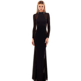 Women Desses Stitching Tight Long-Sleeved Fishtail Dress
