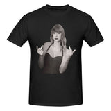 Vintage Finger T-Shirts for Men Crewneck Cotton T Shirt