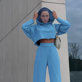 Women Co-Ord Set Hooded Long Sleeve Sweater Suit Loose and Elastic