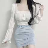 Women Long Sleeve Shirt Spring Short Waist-Controlled Top Women