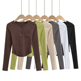Women T-shirt Street Snap Fashion Women's Autumn Pocket T-shirt