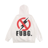Men Hoodie Lightning Ban Pattern Hooded Sweater Men