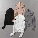 Women's T-Shirt Hooded Long-Sleeved T-shirt Women's Autumn Slimming Bottoming Shirt