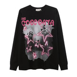 Men Long Sleeve Shirt Printed Long Sleeve Bottoming T-shirt Men and Women Street All-Match Loose