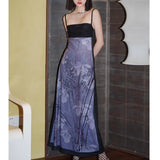 Women Dresses Summer Retro Spaghetti Straps Dress
