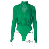 Women Jumpsuit Women's Spring Bottoming Stitching Long-Sleeved Jumpsuit
