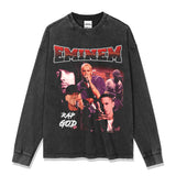 Detroit Eminem T Shirt Eminem Printed Retro Washed Old Cotton T Shirt