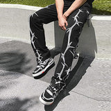 Men Pant Printed Trousers Loose Casual Pants Pants with Lighting Pattern
