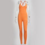 Women Jumpsuit Solid Color Casual Sling Jumpsuit