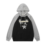 Men Hoodie Five-Pointed Star Paste Cloth Embroidery Hooded Loose Sweater